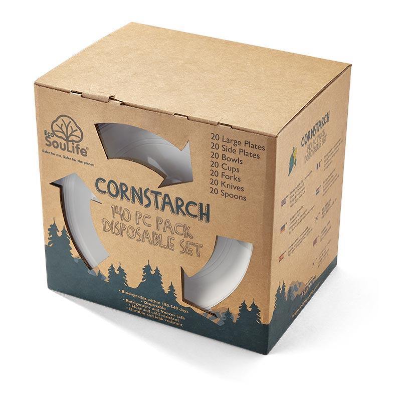 EcoSouLife 140 PC Set Box Cornstarch Material